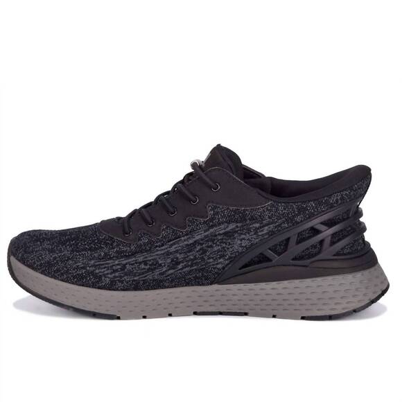 NEW DREW men's explore slip on sneakers in black mesh combo